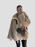 Oversized Sherpa Teddy Jacket with Full Zip and High Collar
