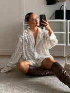 Oversized Women's Blouse with Glitter Detail 1