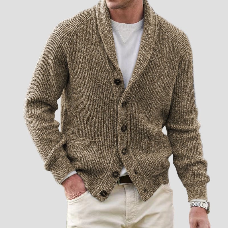 Wool Mens Shawl Collar Cardigan Sweater