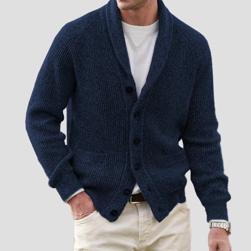 Wool Mens Shawl Collar Cardigan Sweater