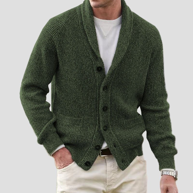 Wool Mens Shawl Collar Cardigan Sweater