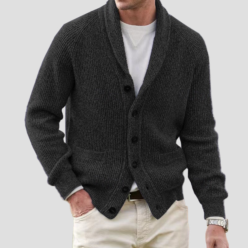 Wool Mens Shawl Collar Cardigan Sweater