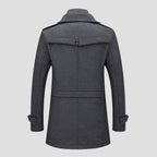 Retro Double Collar Black Wool Coat for Men