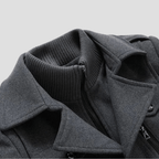 Retro Double Collar Black Wool Coat for Men