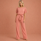 Women's Two Piece Wide Leg Trouser Set