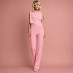 Women's Sleeveless Wide-Leg Jumpsuit Mock Neck