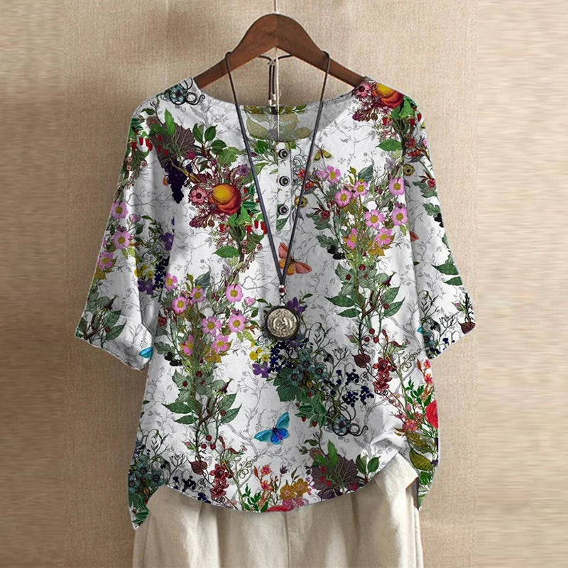 Women's Vintage Floral Print Blouse