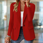 Single-button tailored lapel blazer in red