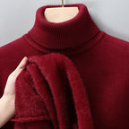 Merino wool turtleneck sweater with ribbed collar