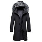Men's waterproof winter parka with removable fur trim hood