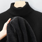 Merino wool turtleneck sweater with ribbed collar