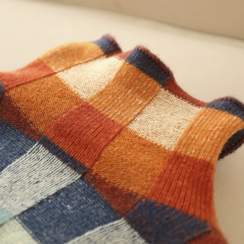 Multi Color Check Knit Sweater