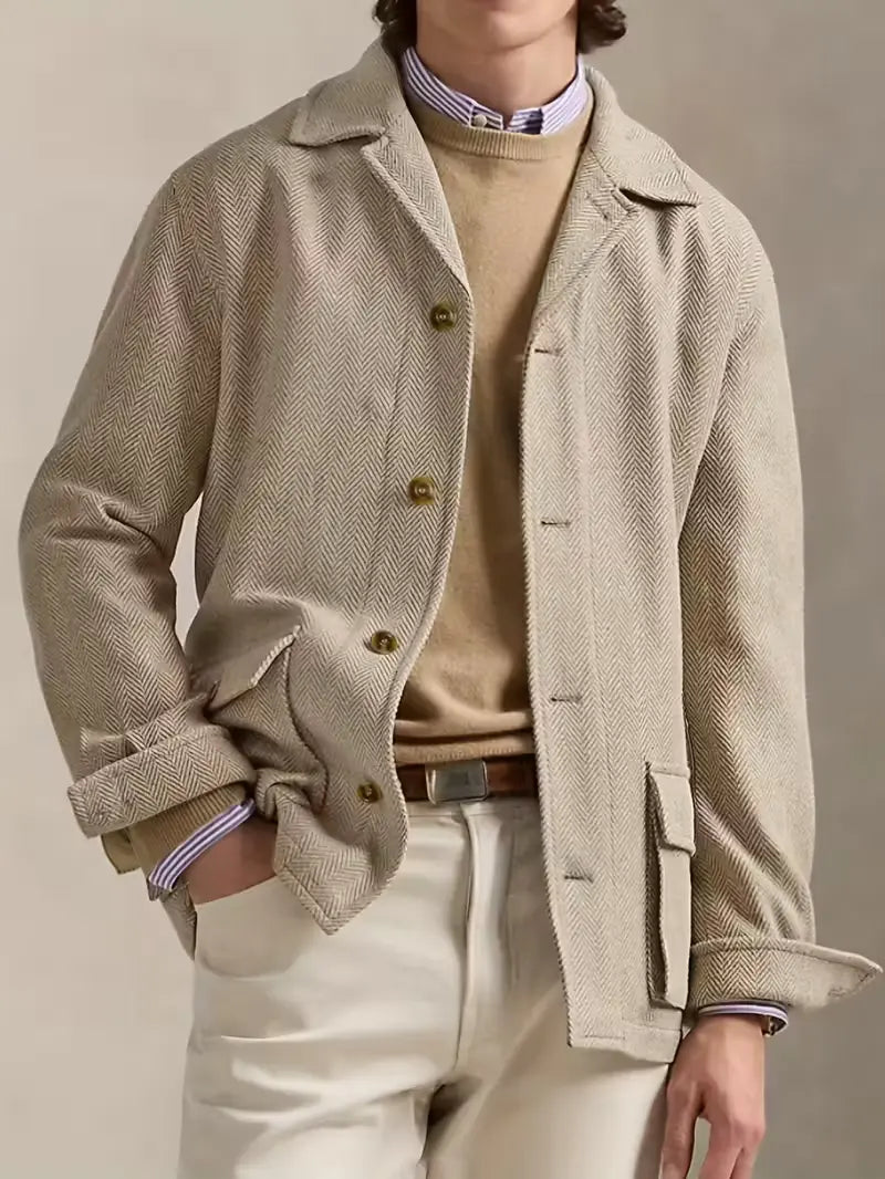 Smart Casual Woolen Jacket with Classic Lapel Collar