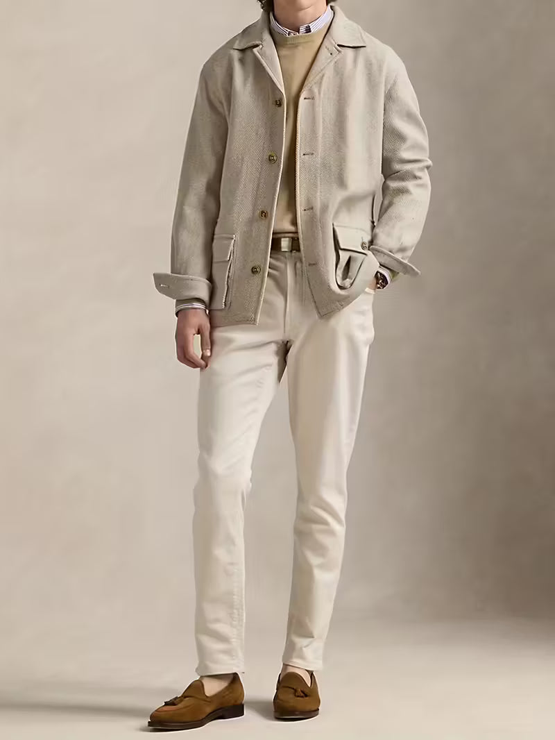 Smart Casual Woolen Jacket with Classic Lapel Collar