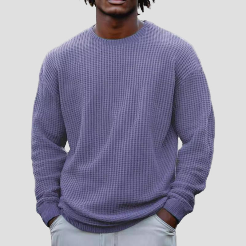 Waffle Knit Crewneck Sweater