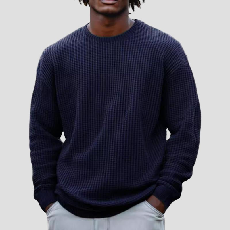 Waffle Knit Crewneck Sweater