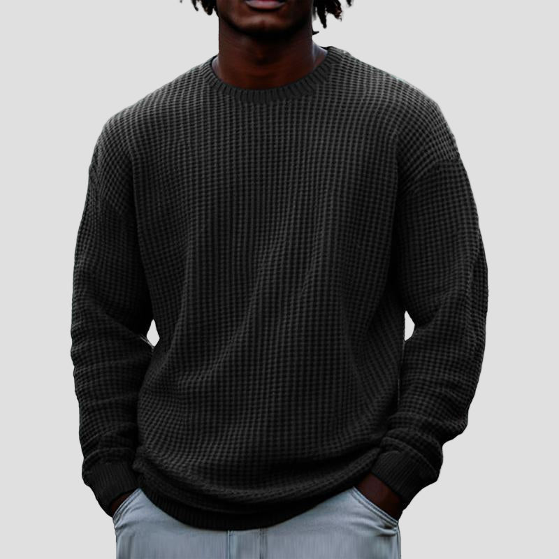 Waffle Knit Crewneck Sweater