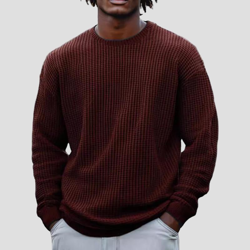 Waffle Knit Crewneck Sweater
