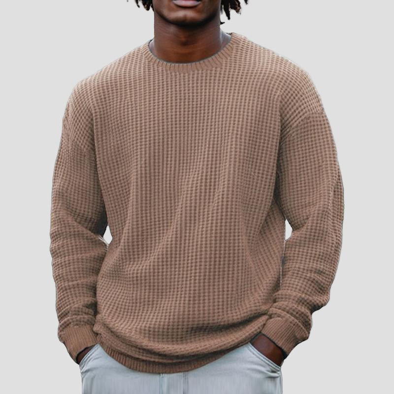 Waffle Knit Crewneck Sweater