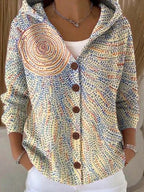 Women's elegant hooded cardigan with button front in light yellow