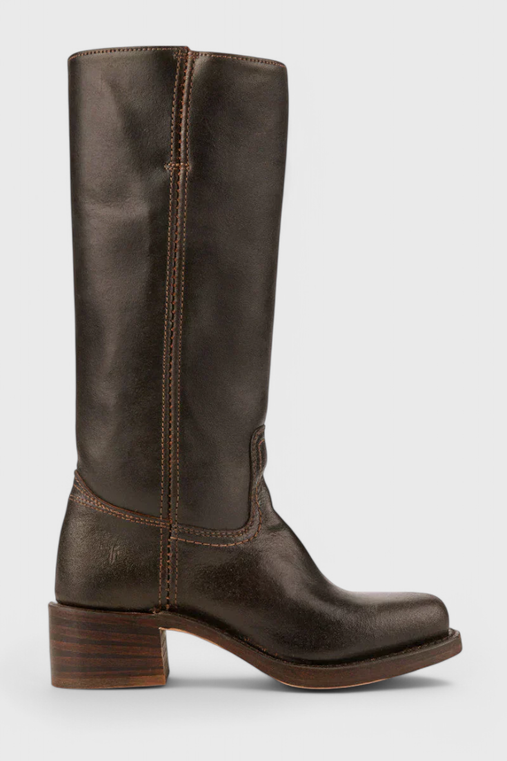 Heeled Leather Knee-High Boots