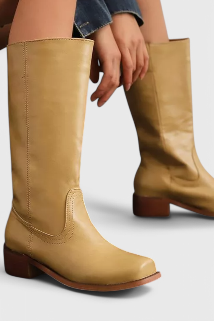 Heeled Leather Knee-High Boots