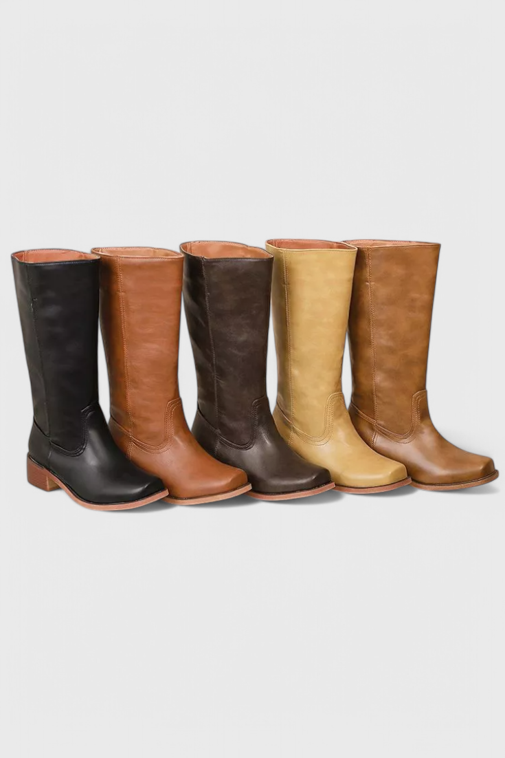 Heeled Leather Knee-High Boots