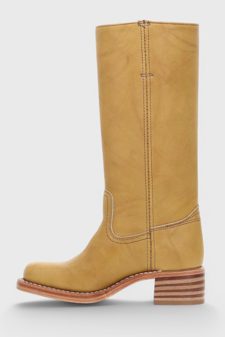 Heeled Leather Knee-High Boots