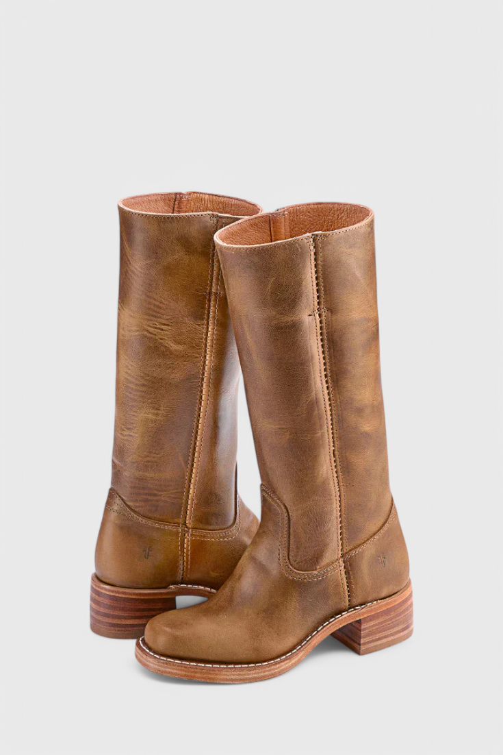 Heeled Leather Knee-High Boots