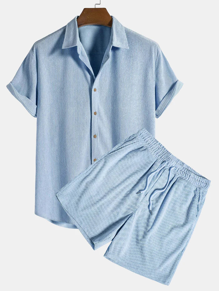 Men's Two-Piece Casual Ribbed Summer Set