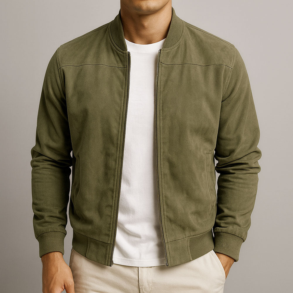 Men's casual suede jacket in green