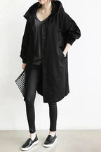 Women's Hooded Longline Raincoat Waterproof Breathable