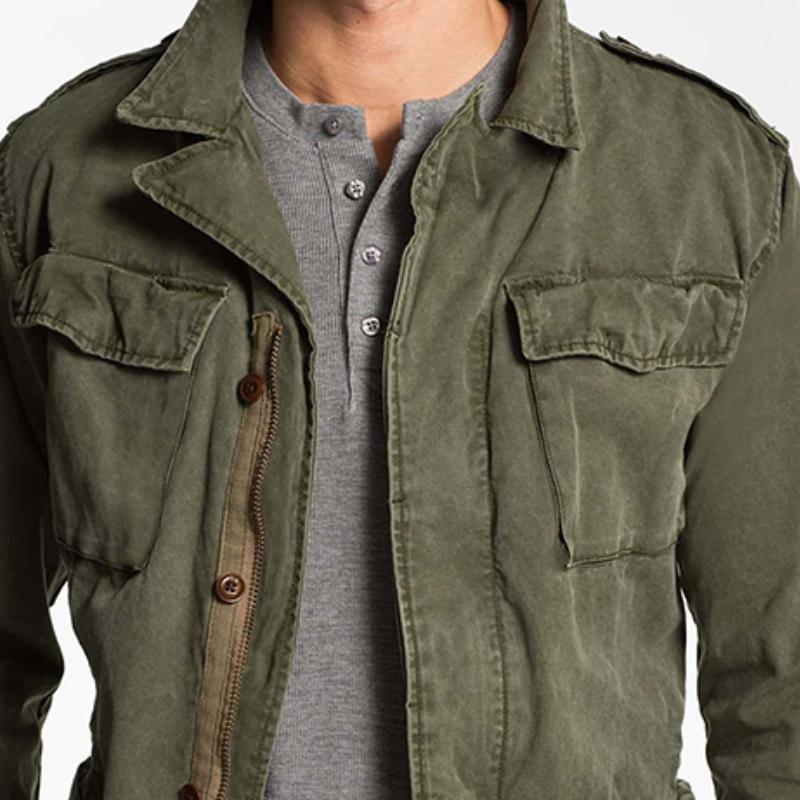 Casual Field Jacket for Men Vintage Multi Pocket Style