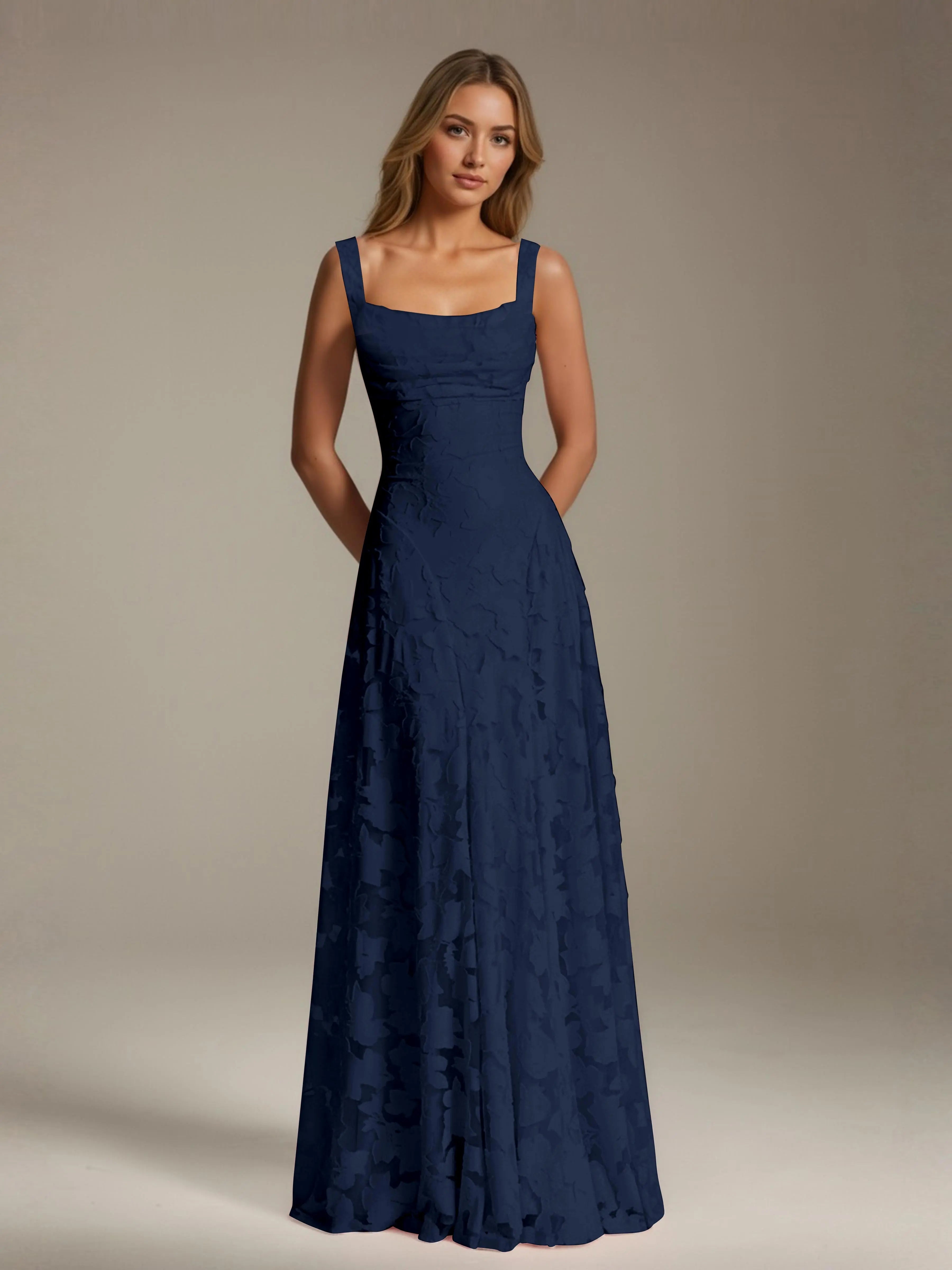Women's A-Line Bridesmaid Dress featuring Floral Lace Design, Elegant Formal Gown for Weddings 14