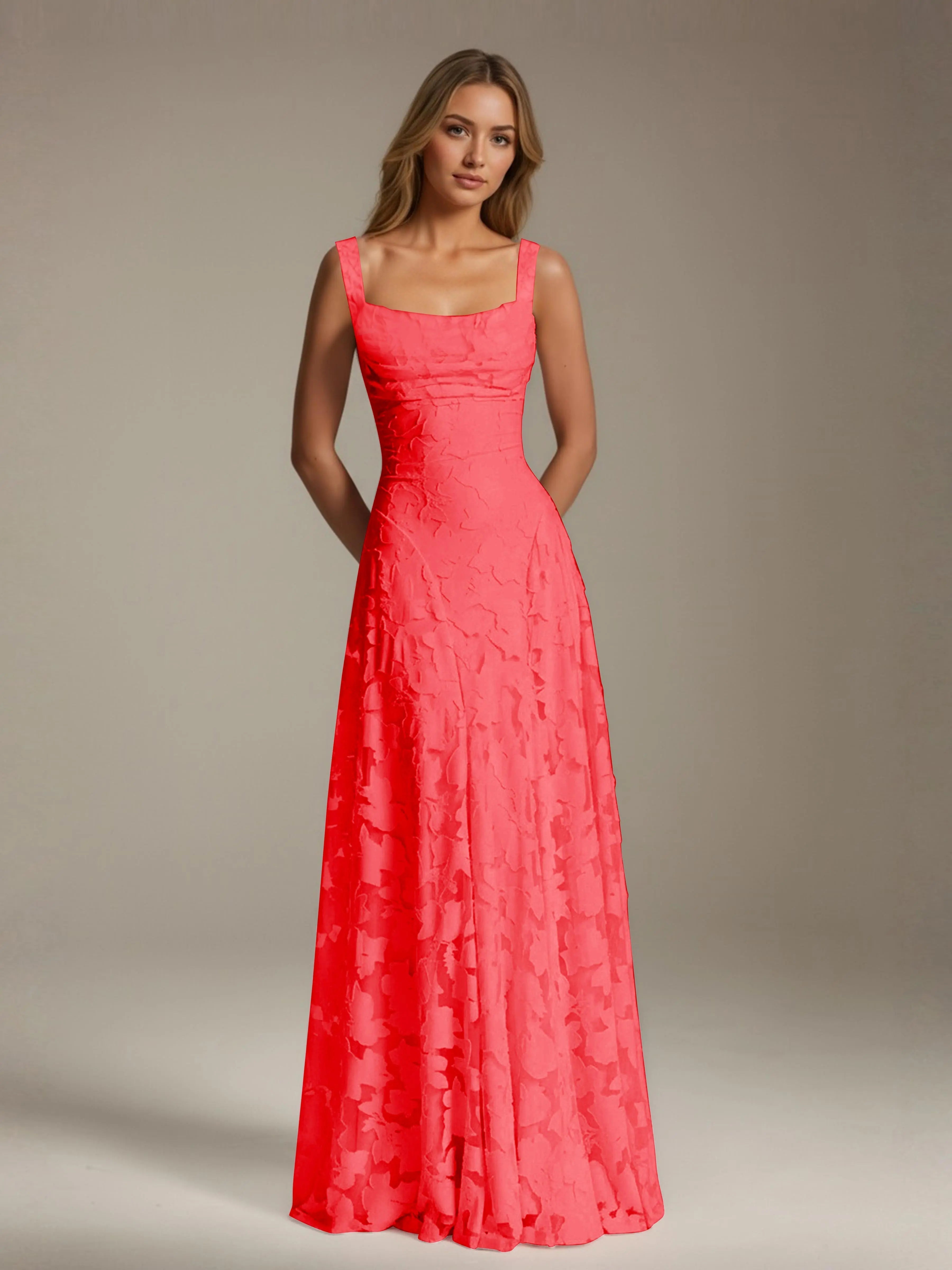Women's A-Line Bridesmaid Dress featuring Floral Lace Design, Elegant Formal Gown for Weddings 17