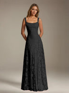 Women's A-Line Bridesmaid Dress featuring Floral Lace Design, Elegant Formal Gown for Weddings 4