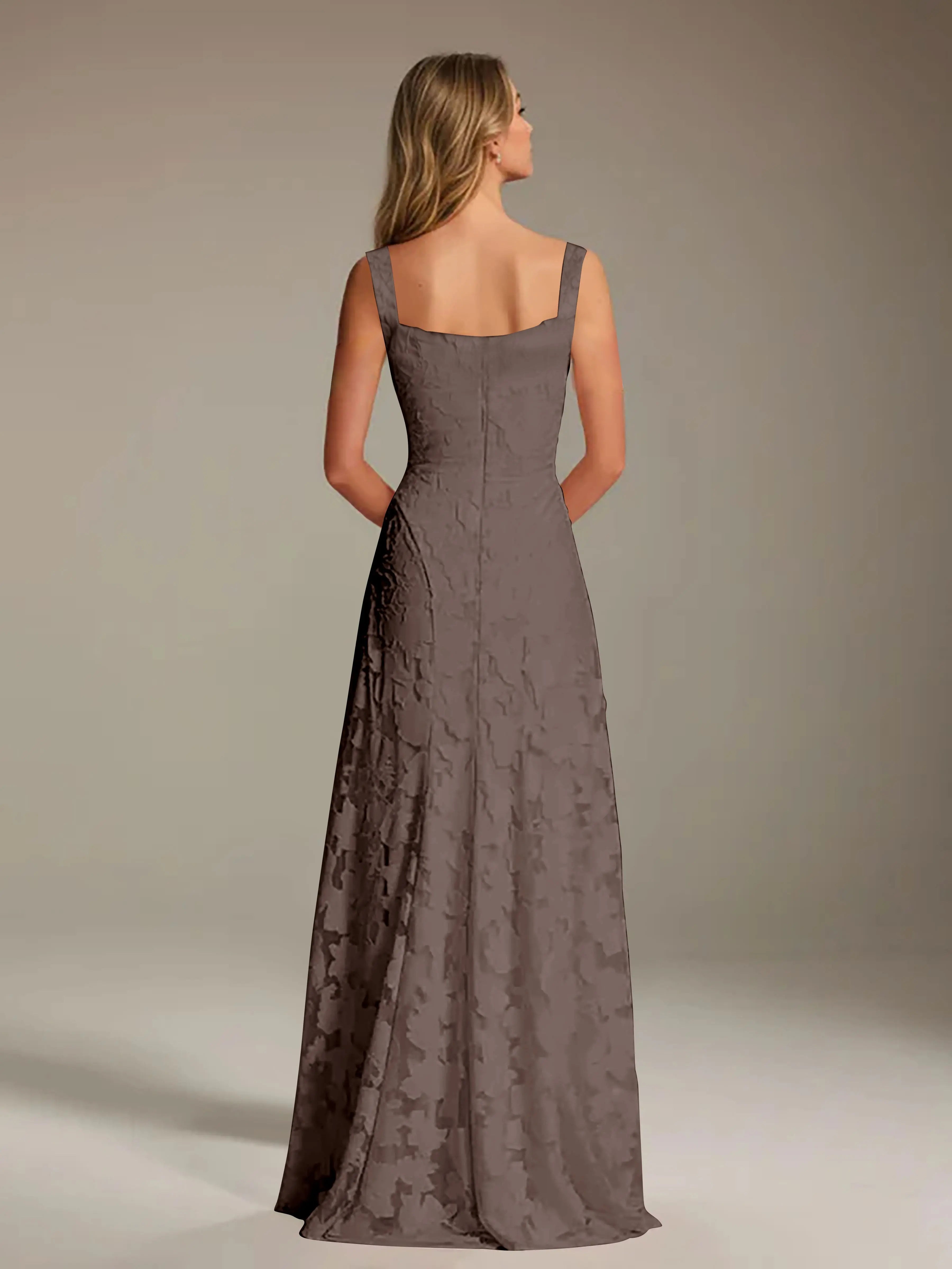 Women's A-Line Bridesmaid Dress featuring Floral Lace Design, Elegant Formal Gown for Weddings 7