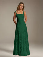 Women's A-Line Bridesmaid Dress featuring Floral Lace Design, Elegant Formal Gown for Weddings 9