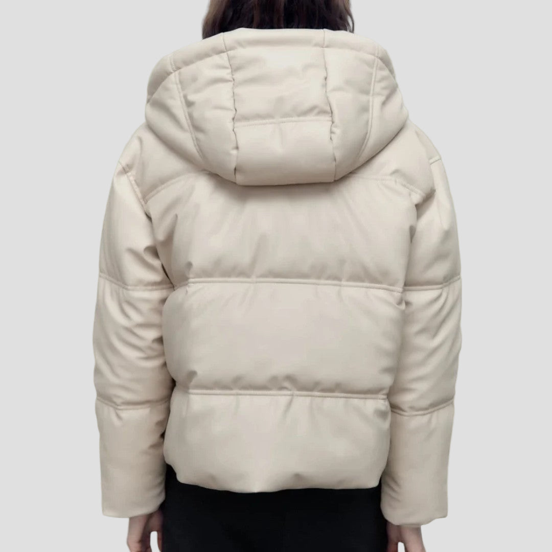 Women's Cropped Puffer Jacket with Hood