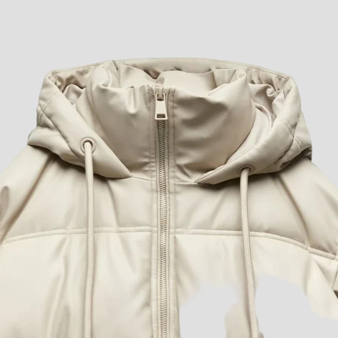 Women's Cropped Puffer Jacket with Hood