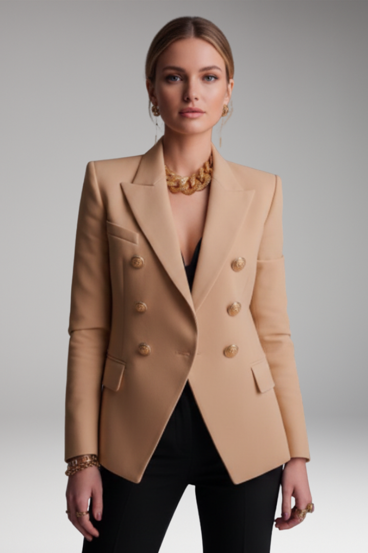 Women's Lapel Blazer Overlapping Front Long Sleeves