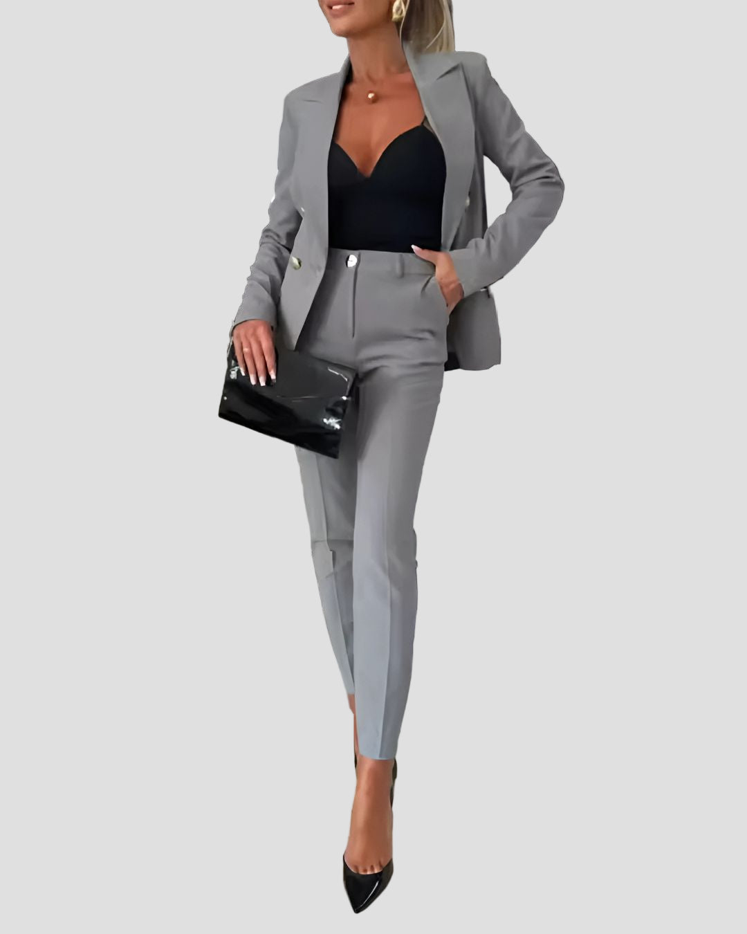 Women's Double-Breasted Blazer and Trouser Set