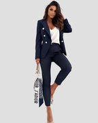 Women's Double-Breasted Blazer & Pants Set