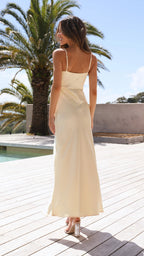 Women's fitted maxi dress featuring a straight neckline, perfect for formal summer events, showcasing a stylish silhouette and elegant design. 5