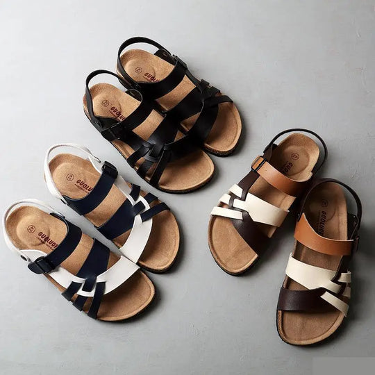 Women's leather orthopedic sandals featuring an adjustable strap for customizable comfort and support. 4