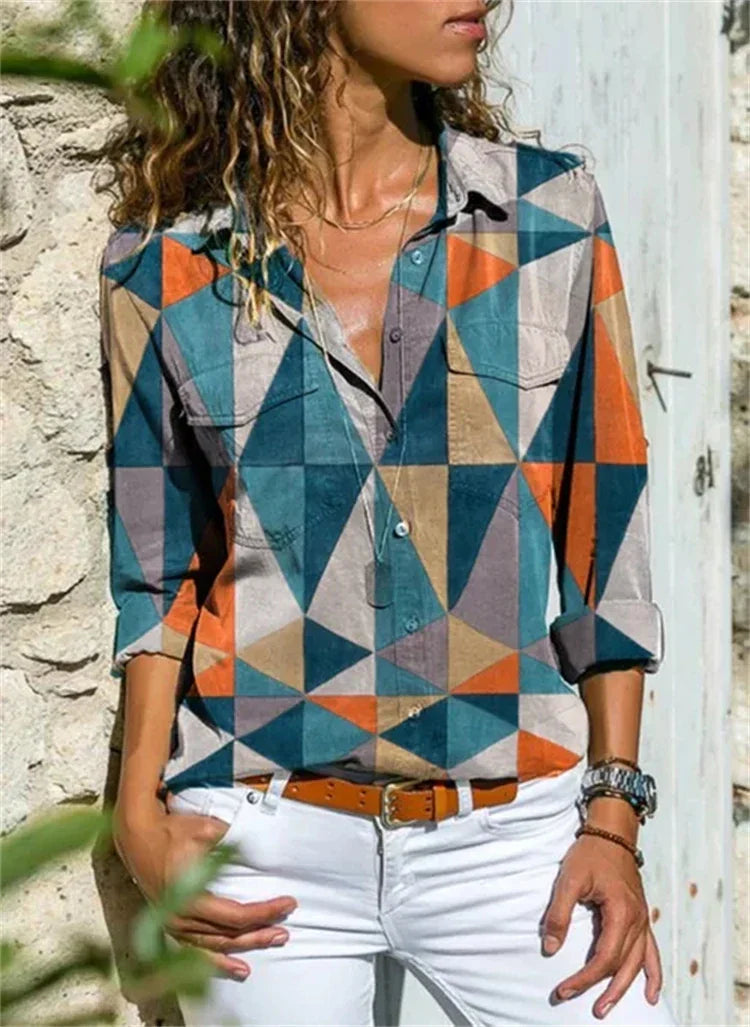 Women's long sleeve blouse designed for versatile office and casual wear, featuring a stylish cut and comfortable fabric. 7