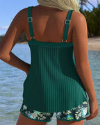 Women's modern tankini swimwear featuring a stylish design, perfect for beach days, showcasing vibrant colors and a flattering fit. 4