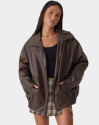 Women's Oversized Leather Bomber Jacket – Edgy and Comfortable Outerwear for Stylish Casual Looks 3
