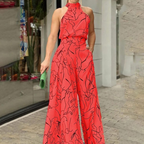 Women's sleeveless jumpsuit featuring an adjustable belt, perfect for casual outings, parties, or formal events. 2