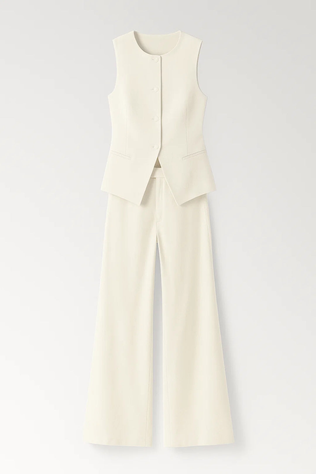 Women's sleeveless set featuring a stylish top and flowy wide-leg pants, perfect for summer outings and casual wear. 3